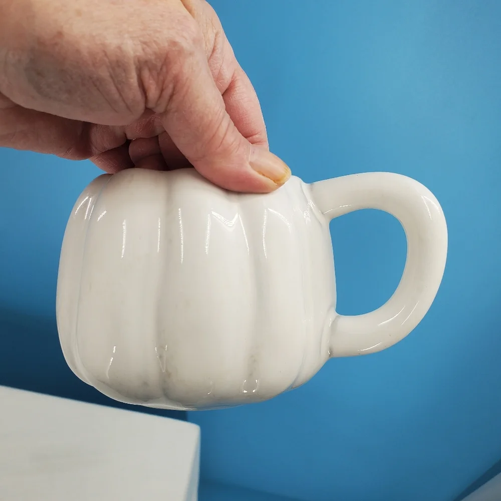 by Anthropologie white pumpkin coffee cup